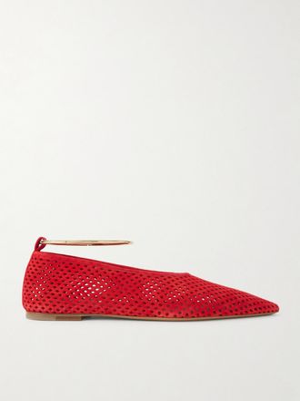 Jil Sander Ballerine In Camoscio Tagliato Al Laser - Rosso