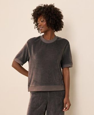 Pact Organic Cotton Pure Velour Sweatshirt Tee in Graphite at Nordstrom, Size Medium