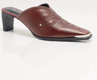 Free People Womens Roxi Metal Tip Mules In Cabernet Leather