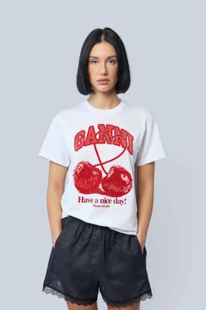 Ganni Basic Cotton Jersey Cherry With Caviar