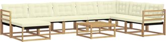 vidaXL Conjunto De Sof&aacute;s De Exterior 9 Uds. Blanco Y Crema Vidaxl