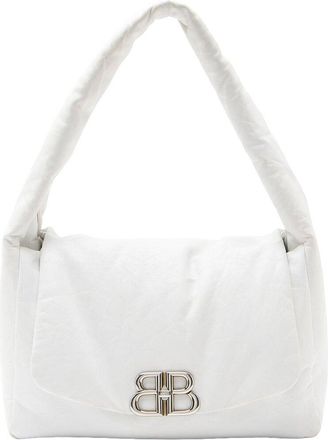 Balenciaga White Calfskin Monaco Medium Shoulder Bag (Authentic Pre-Loved)