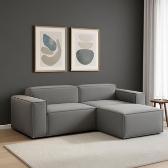 Dmora Sof&aacute; Fijo Dlorenz, Sof&aacute; Modular 2 Plazas Pen&iacute;nsula Derecha, 100% Made In Italy, Sof&aacute; Moderno En Tela, Cm 220x170h70, Gris - Dmora