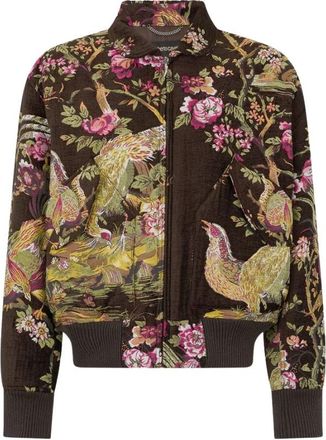 Roberto Cavalli Oriental Bird Print Bomber Jacket - Heren - Bomber jackets - Veelkleurig - S - Wol - Jassen