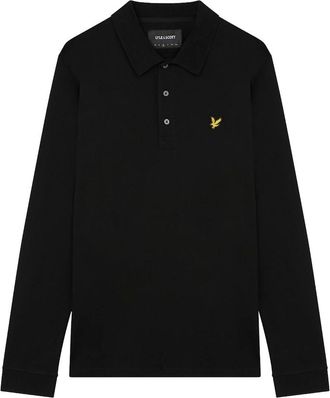 Lyle & Scott Mens Lyle & Scott Branded Chest Logo Jet Black Long Sleeve Polo Shirt - Size: 44