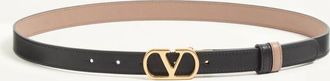 Valentino Garavani Cintura Reversibile VLogo Signature In Vitello Lucido 20 mm Donna NERO/BEIGE 065