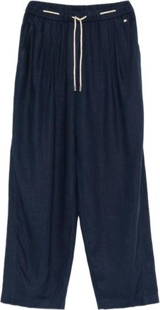Herno Taillebroek met trekkoord - Dames - Wijde Broeken - Blauw - XL - Linnen - Broeken