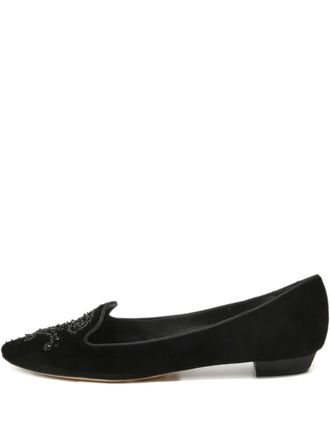 Rene Caovilla velvet-finish loafers - Black