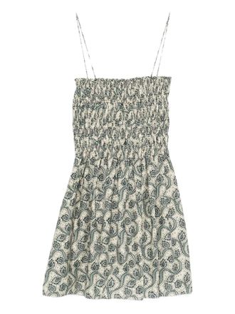 Matteau shirred printed mini dress - Toni neutri
