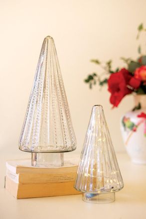 Kalalou Set Of Two Glass Christmas Trees - Clear