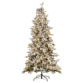 Beliani Beliani - Rbol De Navidad Artificial Blanco Nieve Sint&eacute;tica 210 Cm Ramas Con Bisagras Pre Iluminado Festividad Tatlow