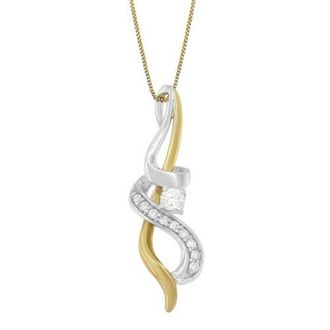 House of Brilliance Espira 10K Two-tone Gold 1/5 cttw Diamond Intertwined Swirl Pendant Necklace in Yellow at Nordstrom