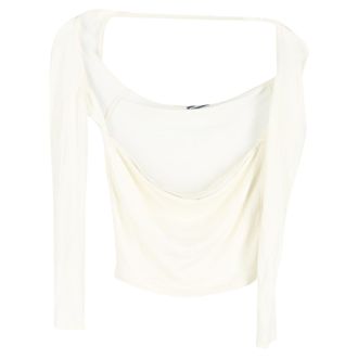 Jacquemus Le T-shirt Lucciu Stretch Woven Top in White Lyocell