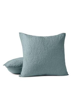 Coyuchi Pebbled Organic Cotton Pillow Sham in Lagoon at Nordstrom, Size Euro