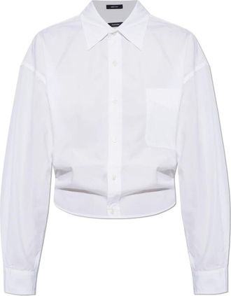 R13 Cropped Shirt - Dames - Overhemden - Wit - L - Katoen - Overhemden