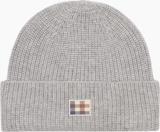 Aquascutum Mens Aquascutum Active Label Light Melange Grey Beanie Hat - Size: ONE size