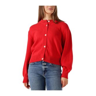 des petit hauts Truien & Vesten, Dames, Rood, XS, Rode Gebreide Trui & Vest Abali