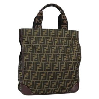 Fendi Pre-owned Tote Bags, female, Brown, Size: ONE SIZE Pre-owned Vintage Canvas Tote Bag