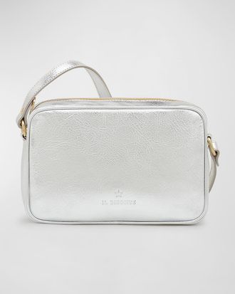 IL BISONTE Oliveta Metallic Leather Camera Crossbody Bag