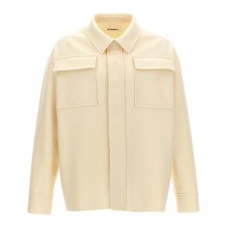 Jil Sander Overhemden, Heren, Wit, M, Wol, Cloth Shirt