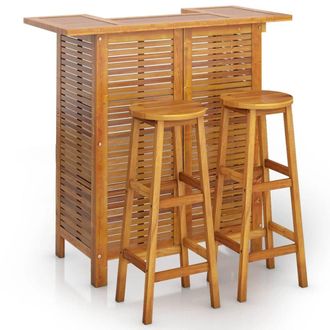 Berkfield Home 3 Piece Garden Bar Set Solid Wood Acacia in Brown