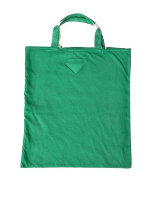 Prada Groene Jersey Stof Logo Schouder Shopper Tas