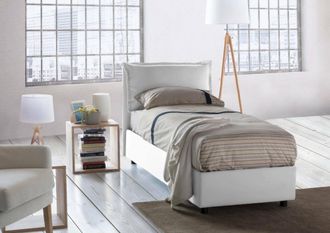 Talamo Italia Talamo Italia Cama Individual Luna, Cama Contenedor Con Revestimiento De Tela, 100% Made In Italy, Apertura Lateral, Adecuado Para Colch&oacute;n 80x190 Cm, 