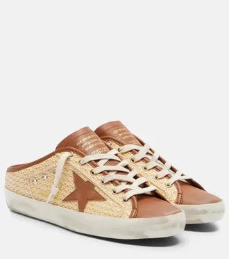 Golden Goose Super-Star raffia and leather mules