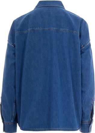 Max Mara Womens Oversized Shirt Medium Blue Cotton