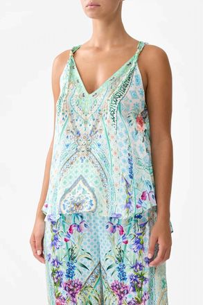Camilla Strap Bead Detail Tank Top In Sunrise In Sintra