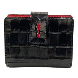 Christian Louboutin Black Red Color Leather Wallet (Bi-Fold) (Pre-Owned)