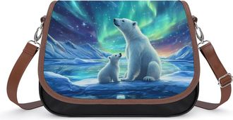 Generic Northern Lights Polar Bear Crossbody Bags for Women Shoulder Messenger Bag Purse Handbags