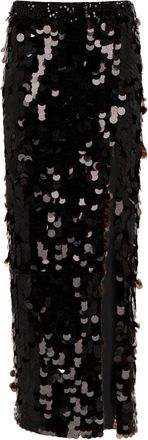 P.A.R.O.S.H. Black Macro Paillettes Polyamide Midi Skirt