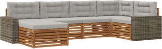 vidaXL Conjunto De Sof&aacute;s De Exterior 6 Uds. Natural Y Gris Claro Vidaxl