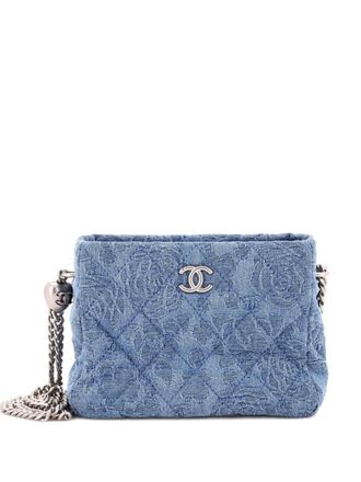Chanel Sweet Heart Chain Crossbody Bag Quilted Camellia Denim Mini shoulder bag - Blue