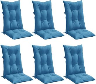 vidaXL Cojines Silla Respaldo Alto 6 Uds Tela Azul Melange 120x50x7 Cm Vidaxl
