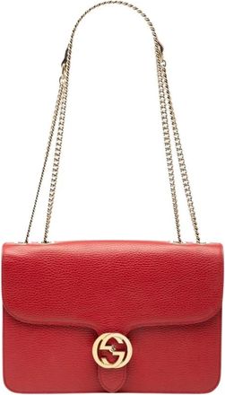 Gucci Pre-owned Shoulder Bags, female, Red, Size: ONE SIZE Pre-owned Flap Shoulder Bag