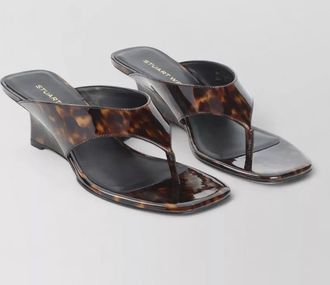 Stuart Weitzman vinnie wedge thong sandals tortoiseshell strap