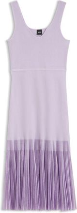 BOSS Rib-knit dress with sheer pleating