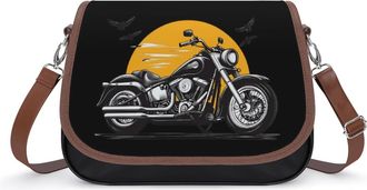 Generic Motorcycle Vintage Crossbody Bag Womens Handbag PU Message Bags Shoulder Purse with Adjustable Strap