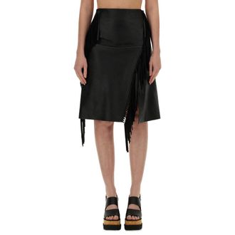 Stella McCartney Fringe Alter Mat Midi Skirt - female - Stella McCartney - Midi Skirts - Black - M - Skirts
