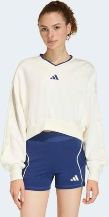 adidas Sweatshirt ADIDAS SPORTSWEAR STADIUM, RUNDHALSAUSSCHNITT, Damen, Gr. XXL, sanftes wei&szlig;, dunkelblau, Obermaterial: 100% Baumwolle, V-Ausschnitt, angese