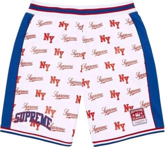SUPREME x Mitchell & Ness SS26 Monogram Basketball Short White SUP-SS26-221-WHT