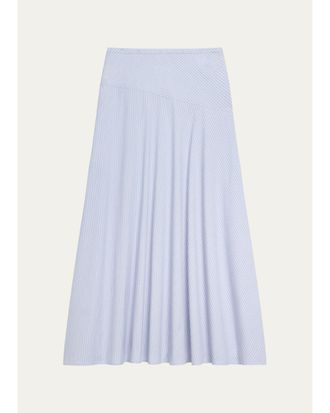 Theory Striped Cotton-Blend Maxi Skirt
