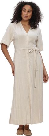 Selected Kleedjes, Dames, Beige, S, Linnen, Slfviva Regular Linnenmix Jurk