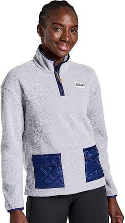 Saucony Saucony Rested Jacket Womens Gray Sherpa Quarter Zip Long Sleeve GBO159