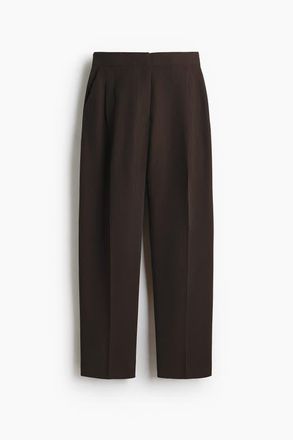 H&M Barrel-leg Twill Trousers in Dark Brown at Nordstrom, Size 10