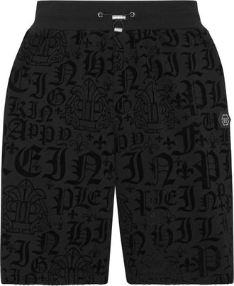 Philipp Plein Korte Broeken, Heren, Zwart, 3Xl, Katoen, Jogging Shorts Gothic Plein