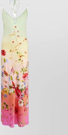 Roberto Cavalli silk maxi dress v neckline back tie