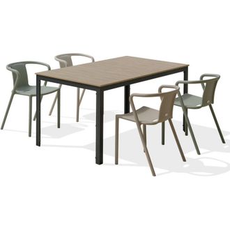 DCB Garden Boston - Conjunto De Comedor De Jard&iacute;n 4 Plazas De Aluminio Dcb Garden